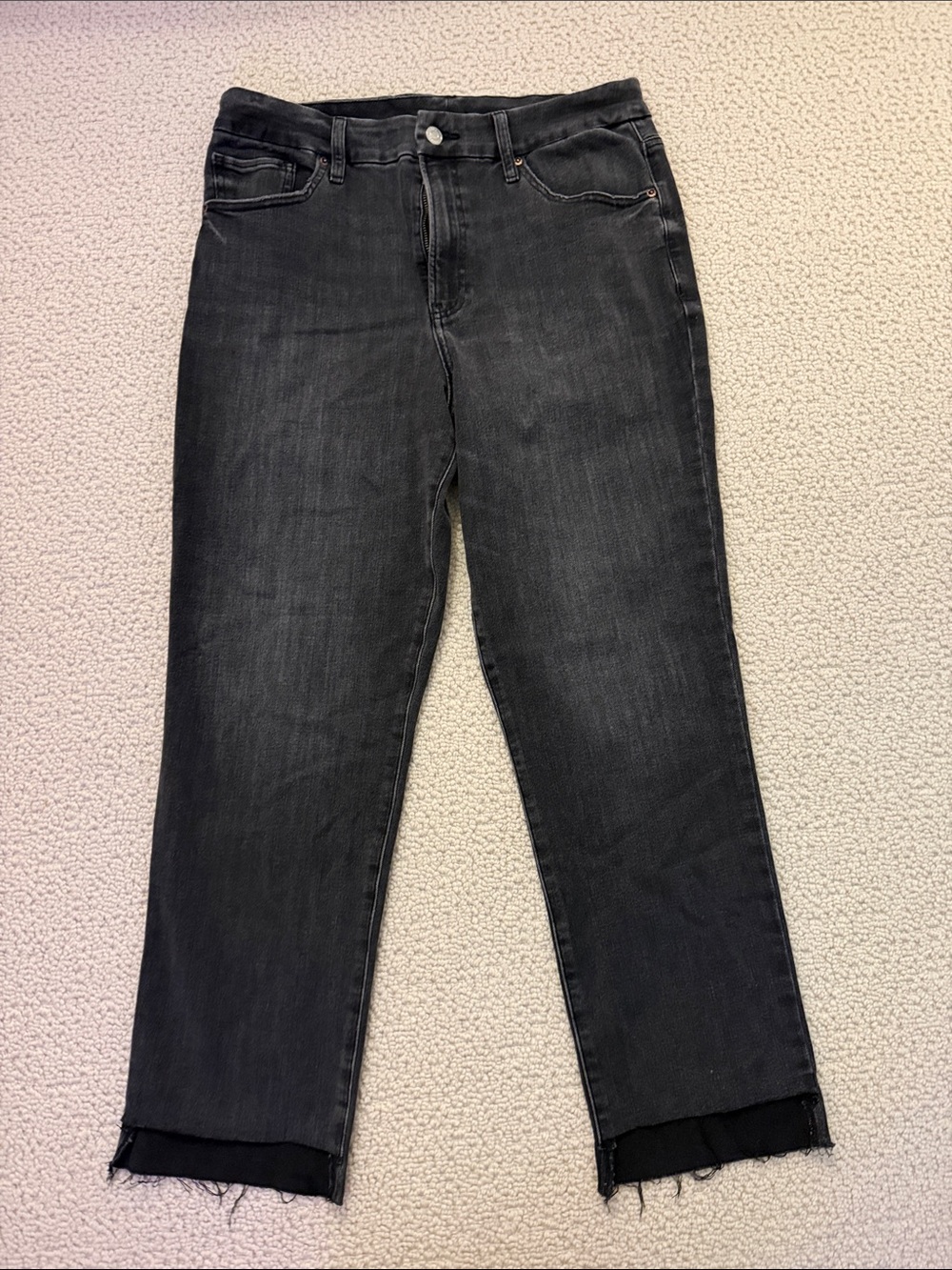 Express Cropped Black High-Rise Straight Leg Jeans